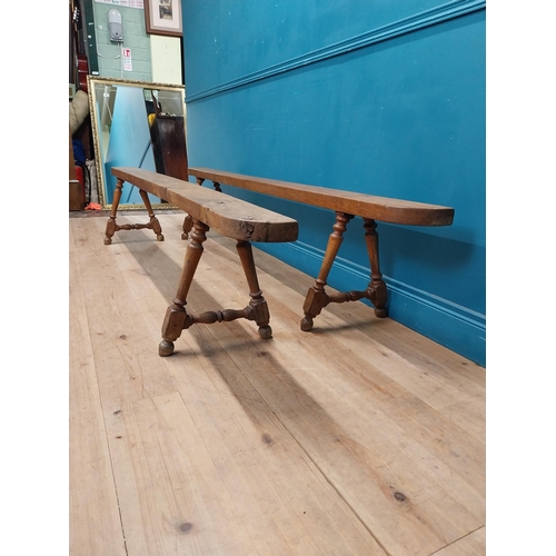 3 - Pair of 19th. C. elm benches { 46cm H X 230cm L X 38cm D }.