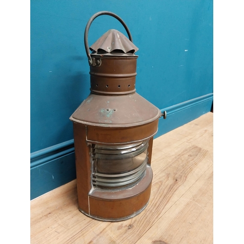 38 - Early 20th C. copper Ship's lantern. [53 cm H x 30 cm W x 30 cm D}.