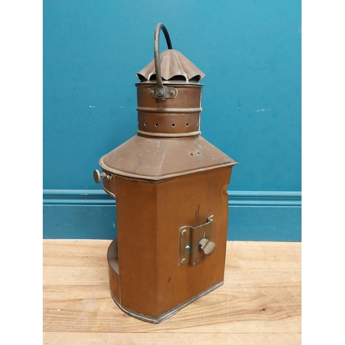 38 - Early 20th C. copper Ship's lantern. [53 cm H x 30 cm W x 30 cm D}.