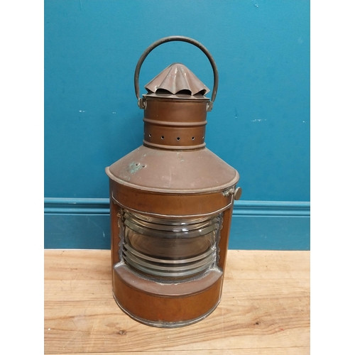 38 - Early 20th C. copper Ship's lantern. [53 cm H x 30 cm W x 30 cm D}.