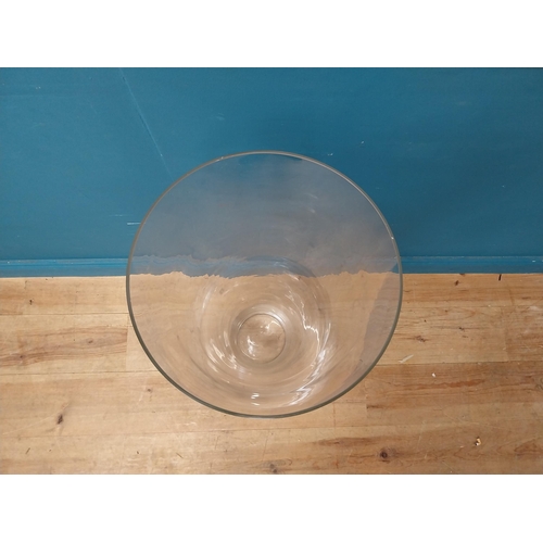 39 - Large glass flower vase {90 cm H x 28 cm Dia.}.