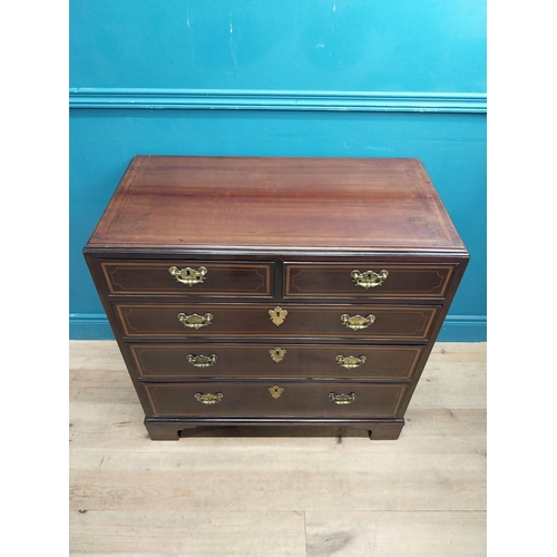 4 - Good quality Georgian mahogany and satinwood inlay chest with two short drawers over three long grad... 