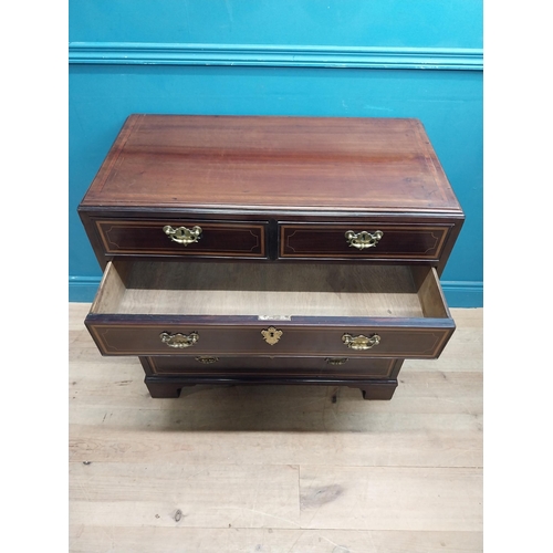 4 - Good quality Georgian mahogany and satinwood inlay chest with two short drawers over three long grad... 