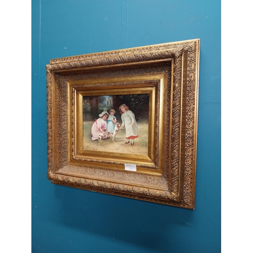 40 - Good quality oleograph mounted in gilt frame -Children at Play . {48 cm H x 54 cm W}.