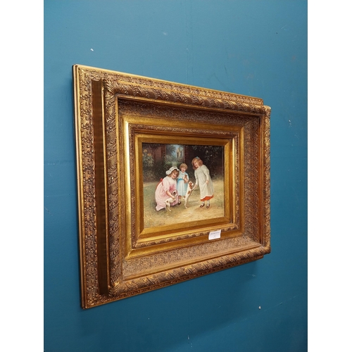 40 - Good quality oleograph mounted in gilt frame -Children at Play . {48 cm H x 54 cm W}.