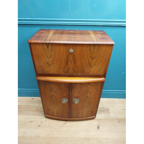 5 - 1950s walnut cocktail cabinet {94 cm H x 62 cm W x 37 cm D}.