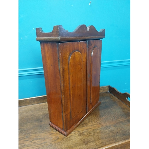 50 - 19th C. mahogany wall cabinet with two doors {45 cm H x 35 cm W x 13 cm D}.