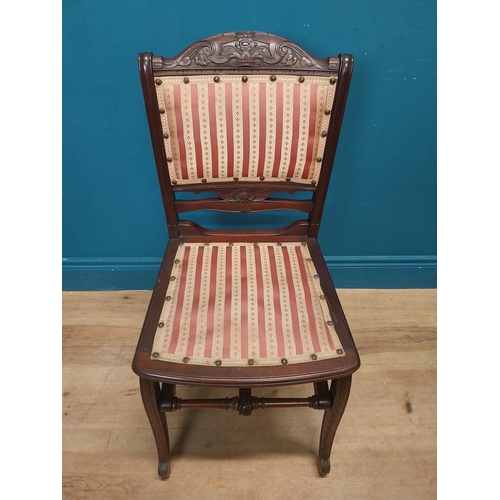 52 - Edwardian mahogany and upholstered campaign chair {83 cm H x 40 cm W x 40 cm D}.