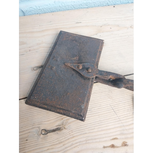 564 - Early 20th. C.  Wrought iron waffering iron  { 69cm H X 18cm W }.
