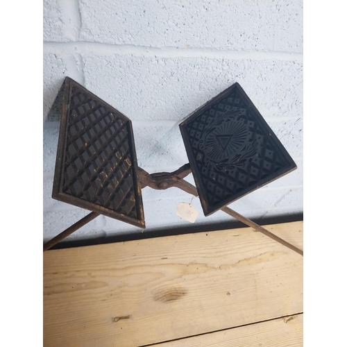 564 - Early 20th. C.  Wrought iron waffering iron  { 69cm H X 18cm W }.