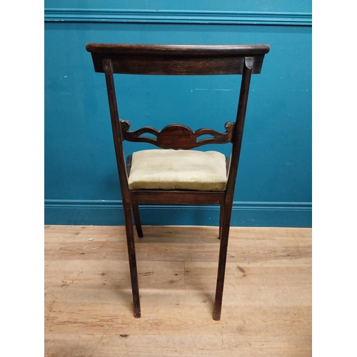 57 - Set of six Regency rosewood and brass inlay dining room chairs with upholstered seats. {83 cm H x 46... 