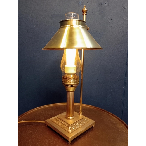 58 - Vintage style brass lamp electrified { 50cm H X 27cm W X 15cm D }.