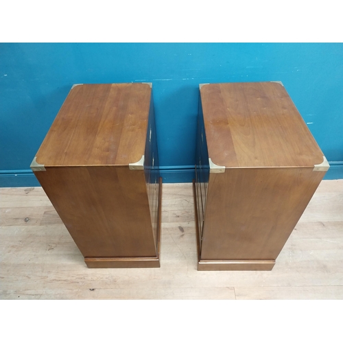 6 - Pair of exceptional quality mahogany campaign style cabinets with brass mounts, each with four drawe... 