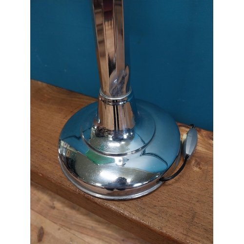 61 - Art Deco chrome banker's lamp with green glass shade. { 40cm H X 25cm Dia }.