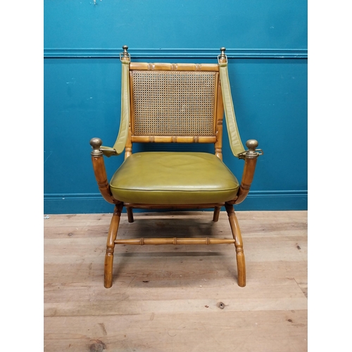 62 - Good quality walnut and leather Regency style chair with bergere back. {102 cm H x  68 cm W x 60 cm ... 