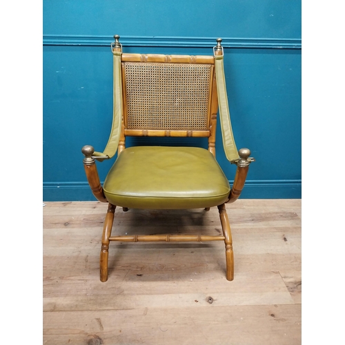 62 - Good quality walnut and leather Regency style chair with bergere back. {102 cm H x  68 cm W x 60 cm ... 