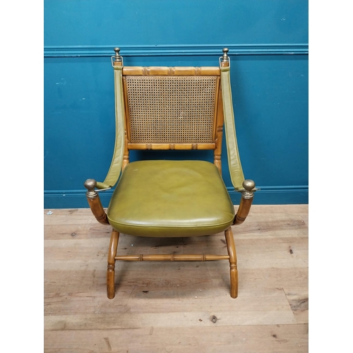 62 - Good quality walnut and leather Regency style chair with bergere back. {102 cm H x  68 cm W x 60 cm ... 