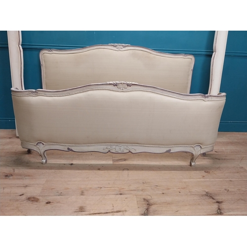 63 - French painted pine bed { 105cm H X 177cm W }.