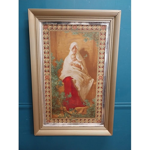 636 - Mother and Child Oil on Canvas, mounted in a gilt frame. { 115cm H X 77cm W }.