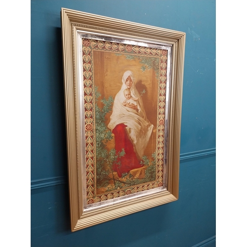 636 - Mother and Child Oil on Canvas, mounted in a gilt frame. { 115cm H X 77cm W }.