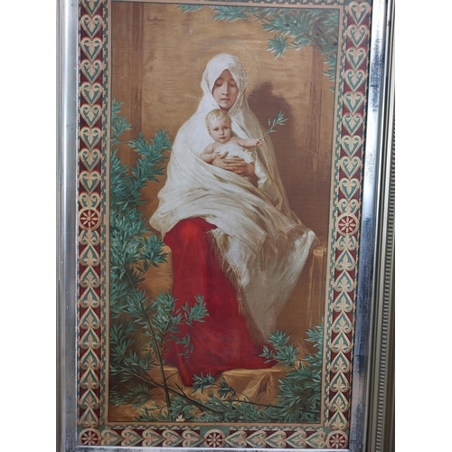 636 - Mother and Child Oil on Canvas, mounted in a gilt frame. { 115cm H X 77cm W }.