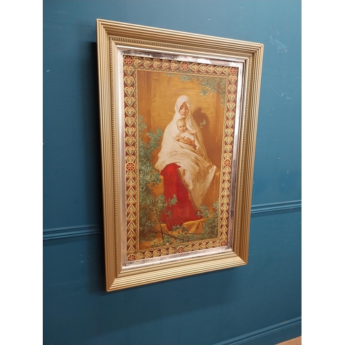 636 - Mother and Child Oil on Canvas, mounted in a gilt frame. { 115cm H X 77cm W }.