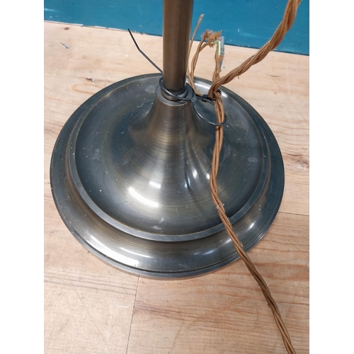 64 - Good quality bronzed metal standard lamp with cloth shade {170 cm H x 54 cm W x 30 cm D}.