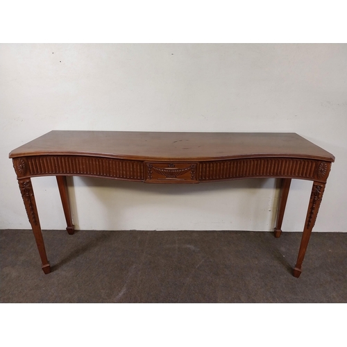 69 - Carved mahogany server raised on carved square tapered legs in the Adams style {87 cm H x 180 cm W x... 