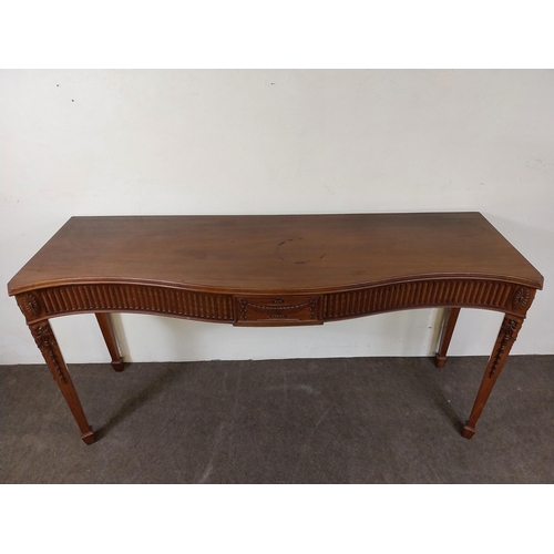 69 - Carved mahogany server raised on carved square tapered legs in the Adams style {87 cm H x 180 cm W x... 