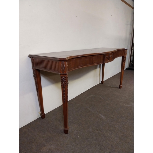 69 - Carved mahogany server raised on carved square tapered legs in the Adams style {87 cm H x 180 cm W x... 