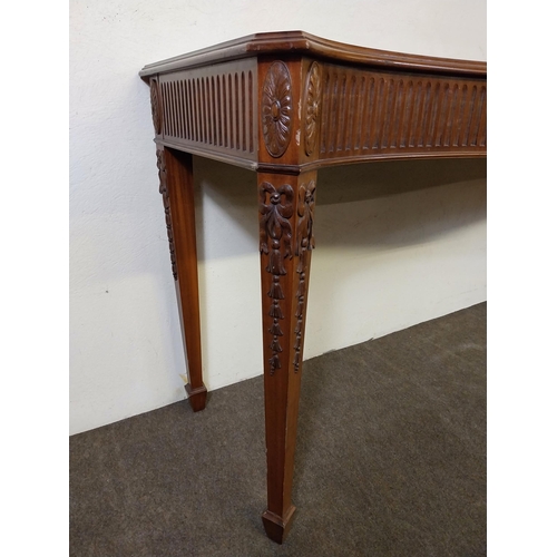 69 - Carved mahogany server raised on carved square tapered legs in the Adams style {87 cm H x 180 cm W x... 