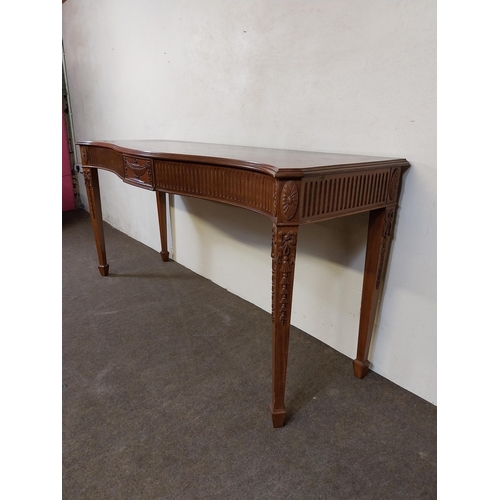 69 - Carved mahogany server raised on carved square tapered legs in the Adams style {87 cm H x 180 cm W x... 