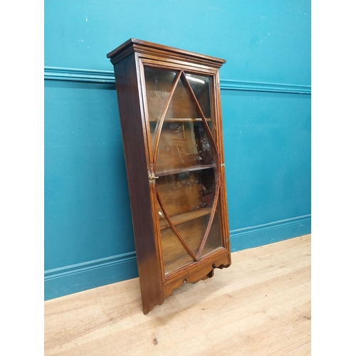 7 - 19th C. mahogany wall cabinet with single glazed door {110 cm H x 48 cm W x 18 cm D}.