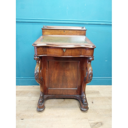 71 - Good quality Victorian mahogany Davenport with fitted interior and inset leather top raised on cabri... 