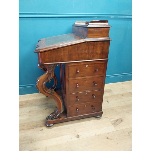 71 - Good quality Victorian mahogany Davenport with fitted interior and inset leather top raised on cabri... 