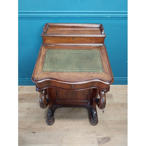 71 - Good quality Victorian mahogany Davenport with fitted interior and inset leather top raised on cabri... 