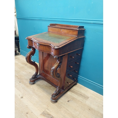 71 - Good quality Victorian mahogany Davenport with fitted interior and inset leather top raised on cabri... 