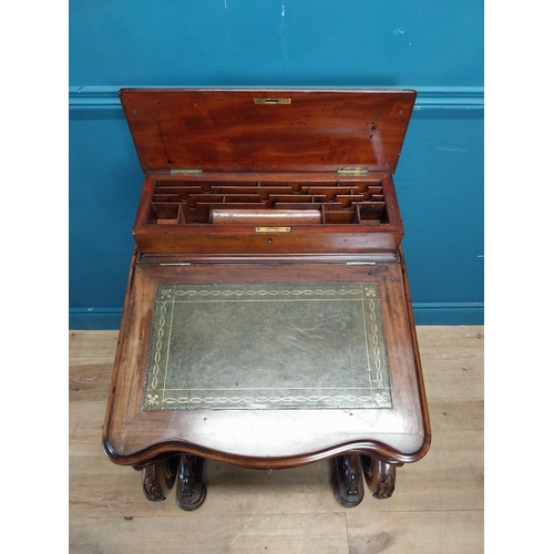 71 - Good quality Victorian mahogany Davenport with fitted interior and inset leather top raised on cabri... 