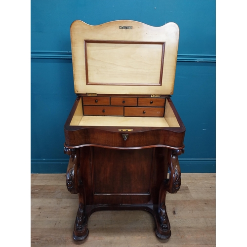 71 - Good quality Victorian mahogany Davenport with fitted interior and inset leather top raised on cabri... 