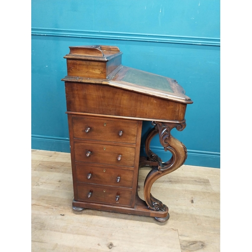 71 - Good quality Victorian mahogany Davenport with fitted interior and inset leather top raised on cabri... 