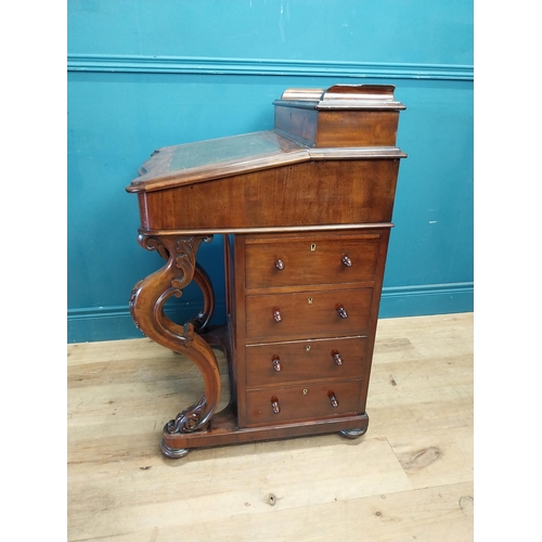 71 - Good quality Victorian mahogany Davenport with fitted interior and inset leather top raised on cabri... 