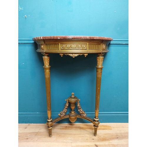 73 - Good quality giltwood and painted console table with marble top on tapered reeded legs. {101 cm H x ... 