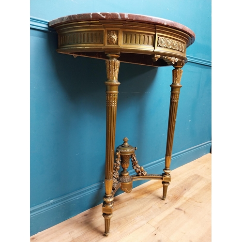 73 - Good quality giltwood and painted console table with marble top on tapered reeded legs. {101 cm H x ... 