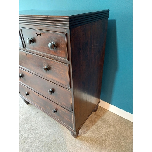 749 - 19th C. mahogany chest of drawers with two short drawers above three long graduated drawers raised o... 