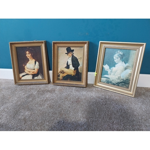 751 - Three oleographs of Classical portraits mounted in giltwood frames {30 cm H x 27 cm W}.{ cm H  cm W ... 