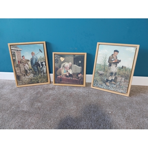 752 - Three framed oleographs {46 cm H x 35 cm W and 35 cm H x 35 cm W}.{ cm H  cm W cm D}.