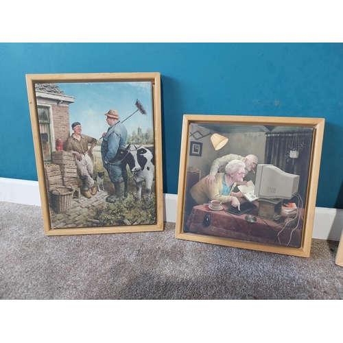 752 - Three framed oleographs {46 cm H x 35 cm W and 35 cm H x 35 cm W}.{ cm H  cm W cm D}.