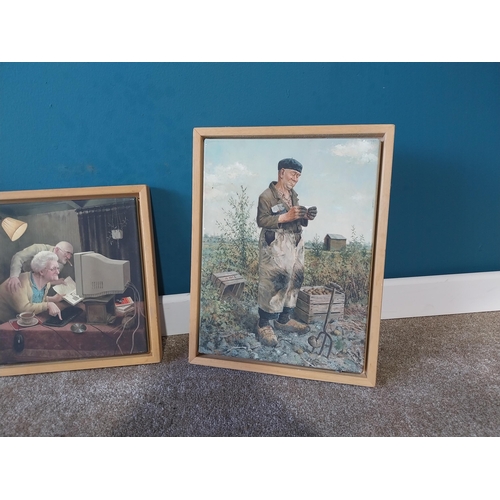 752 - Three framed oleographs {46 cm H x 35 cm W and 35 cm H x 35 cm W}.{ cm H  cm W cm D}.