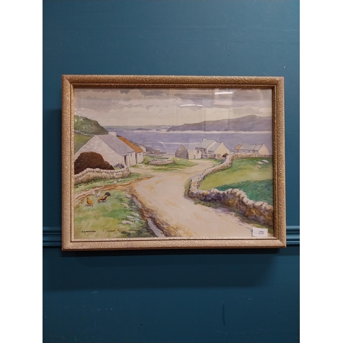 755 - P H Marrinan- Near Gortnahurk Co Donegal - Framed watercolour  {43 cm H x 59 cm W}.