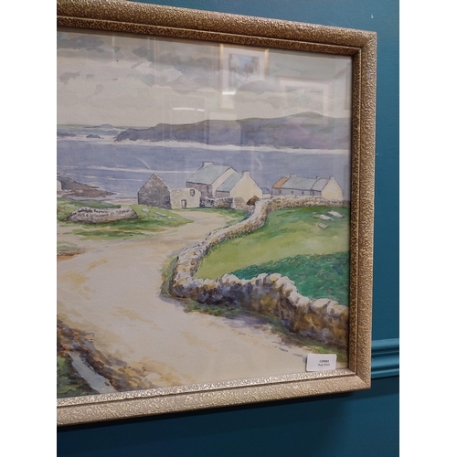 755 - P H Marrinan- Near Gortnahurk Co Donegal - Framed watercolour  {43 cm H x 59 cm W}.